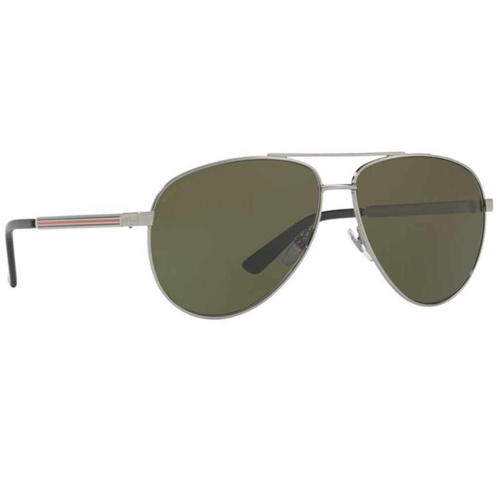 Gucci GG0137S Silver and Black Aviator Sunglasses